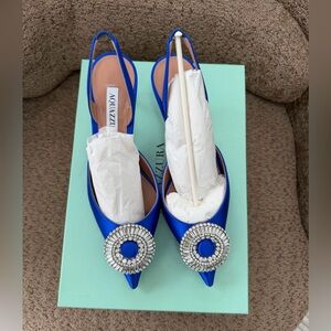 Aquazzura Royal Blue Crystal Hoop Sling